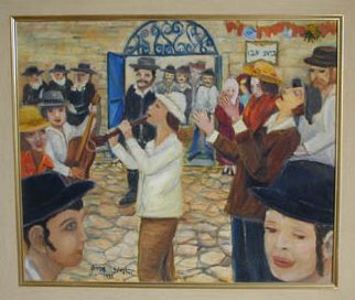 שירים וריקודים בבית עבו, ציור שמן יהודית עבו עברון